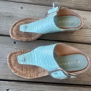 Donald J. Pliner Women's Light Blue Croc-Embossed Oltina wedge Sandals